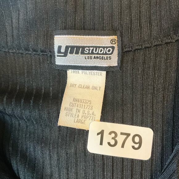 Ym Studio Los Angeles Men’s Short Sleeve Button Down Shirt size L, Solid Black - Picture 7 of 10